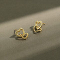 wholesale S925 Sterling Silver 275 Korean Version INS New Hollow Double-Layer Heart Stud Earrings Versatile Elegant Women's Earrings-0-0