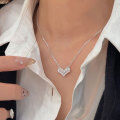 wholesale S925 Sterling Silver Crushed Ice Heart Necklace for Women, Korean Spring and Summer New Style, Internet Celebrity Scale Collarbone Chain-0-2