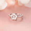 wholesale S925 Sterling Silver Fresh and Sweet Ins-Style Niche Design Diamond-Inlaid Brushed Five-Petal Flower Ring R02826-0-4