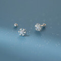 wholesale S925 Sterling Silver Fresh and Sweet Christmas Festive Lovely Single Diamond Snowflake Ear Studs M0589-0-3