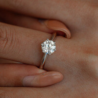 S925 Sterling Silver Moissanite Ring, Classic Six-Prong Crown Engagement Ring for Women-carat (simulated diamond)  Hong Kong number 9