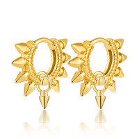 wholesale S925 sterling silver pointed hoop earrings with geometric punk-inspired unique trendy niche design-Platinum>925 silver