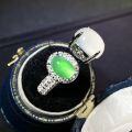wholesale S925 Sterling Silver Two-Tone Chalcedony Ring for Women, High-Grade Icy Agate Emperor Green Ring, Double Stone Full Diamond Ring-0-1