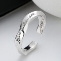 wholesale S925 Sterling Silver Minimalist Twisted English Letter Open Ring Versatile Mobius Style Index Finger Ring-0-2