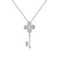 wholesale S925 Sterling Silver Romantic Four-Leaf Clover Key Flower Full Diamond Necklace, Unique Niche Design Pendant Collarbone Chain Jewelry-0-4
