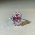 wholesale S925 Sterling Silver Pink Diamond Ring for Women, Irregular Exaggerated Luxury European and American Style Direct from Manufacturer, Non-Fading-0-0