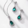 wholesale S925 Silver Cross-Border New European and American Retro Light Luxury Cultured Emerald Necklace Clavicle Chain High-End Feel Ready for Wholesale-0-3