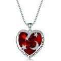 wholesale S925 Sterling Silver Swarovski Crystal Necklace with Simulated Emerald Gemstone Pendant in an Elegant Heart Design-0-7