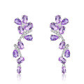 wholesale S925 Silver New Elegant Natural Amethyst Earrings High-End Medium-Long Drop Earrings Gemstone Inlaid-0-4