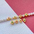wholesale Gold-Plated 925 Ancient Silver Fittings with Ruby and Emerald Spacer Beads, Back Cloud, Small Thread Beads, Four-Leaf Clover DIY Handmade Beading Accessories-0-0