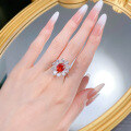 wholesale S925 Silver Women's Luxuriously Bezel-Set Antique Style 8*10mm Oval Ruby Ring-0-3