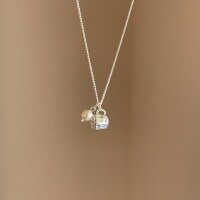 wholesale S925 Sterling Silver Tea Cup Pearl Necklace, Small Cup Pendant, Niche Design, Versatile and Fresh Collarbone Chain-Silver 925 silver