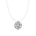 Sterling Silver Mermaid Tear Necklace with Moissanite Pendant, Invisible Fishline Chain-0-3