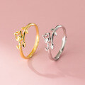 wholesale S925 Sterling Silver Fresh and Sweet Ins-style Niche Design Hollow Tulip Heart Ring R02838-0-0