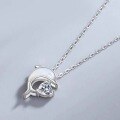 wholesale S925 Sterling Silver Dolphin Natural Mother-of-Pearl Heart Necklace for Women, New Design Small Luxury Pendant Collarbone Chain-0-1