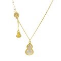 wholesale S925 Sterling Silver Auspicious White Chalcedony Gourd Necklace, Fashionable Niche Design Sense National Trend Light Luxury Pendant Necklace-0-4