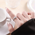 Metal Alloy Four-Prong Square-Set Moissanite Couple BFF Ring-0-2