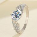 wholesale S925 Sterling Silver Cross-Border Best-Selling Moissanite Ring, Light Luxury Fashion European and American Jewelry for Women, Ready Stock Live Streaming Wholesale-0-0