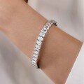 wholesale Sterling silver emerald cut full pave bracelet for women, lightweight luxury style, bestseller on independent websites-0-3