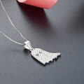 wholesale 925 Sterling Silver Full Diamond Ghost Necklace, Creative Design Niche Cross-border Halloween Ghost Face Pendant-0-3