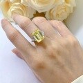 wholesale 925 Silver New Yellow Pink White Diamond Ring for Women, Simple Simulated Diamond Square Sugar Band Engagement Ring-0-3
