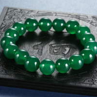 S925 Silver Green Chalcedony 10MM Buddha Bead Ruyi Necklace-Buddhist prayer bead bracelet 19CM-SL032  Natural chalcedony