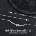 Metal Micro-Pave Moissanite Minimalist Smile Necklace, Women's Versatile Fashion Pendant-0-0