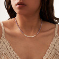 wholesale S925 Sterling Silver New Arrival Natural Purple Mica Freshwater Pearl Beaded Collarbone Chain-0-3