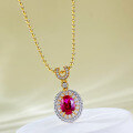 wholesale S925 Gold-Plated Bohemian Style 6*8mm Pigeon Blood Red Oval Pendant for Women, Adjustable-0-1