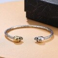 wholesale S925 silver skull bracelet, unique retro hip-hop niche design, lightweight luxury unisex open cuff-0-1