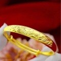 wholesale Metal material, multiple Vietnamese sand gold bracelets for women, non-fading, retro bracelets, suitable for chubby wrists, push-pull adjustable, genuine-0-19