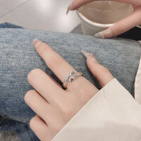 wholesale S990 Silver Tide Sheng Cross-Border European and American Minimalist Style Letter Ring, Ins Trendy Openable Adjustable Ring-1269JM/approx. 4.3g Adjustable opening