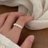 wholesale S925 Sterling Silver Korean Style Four-Leaf Clover Ring for Women, Minimalist Luxury Fashion with Artistic Floral Design-Sterling silver