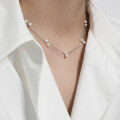 wholesale S925 Sterling Silver 680 Korean Version Ins Small Design Minimalist Versatile Double-Layer Freshwater Pearl Texture Necklace for Women-0-3