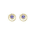 wholesale S925 Sterling Silver Simple and Versatile Circle Stud Earrings for Women, Tanzanite Earrings Hypoallergenic-0-1