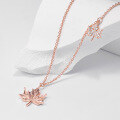 wholesale Rose Gold S925 Silver Maple Leaf Necklace, Versatile Commuter Style Women's Collarbone Chain-0-1
