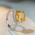 wholesale S925 Sterling Silver Nine Beauty Jewelry Women's Wholesale Yellow Diamond Ice Flower Cut High Carbon Diamond Radiant Cut Ring European and American Style-0-1