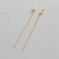 wholesale S925 Sterling Silver YH511 Korean Fashion Minimalist Geometric Chain Long Tassel Ear Thread Earrings-0-0