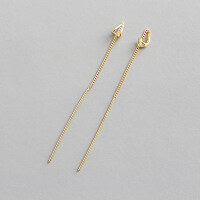 wholesale S925 Sterling Silver YH511 Korean Fashion Minimalist Geometric Chain Long Tassel Ear Thread Earrings-14K gold 925 silver