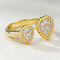 wholesale Metal material, Bohemian-style simulated diamond teardrop ring for women, wedding ring, cross-border trendy Ins design-0-1