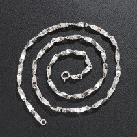 wholesale S925 Sterling Silver Men's Necklace, Bold and Edgy Thick Hip Hop Retro Choker, Round Wire Melon Link Chain for Men-3.5mm round melon seed chain (scimitar) 50cm approx. 27.2g  925 silver