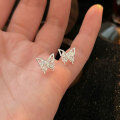 wholesale S925 sterling silver stone-inlaid butterfly earrings for women, new Korean-style fashion minimalist earrings-0-0