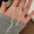 wholesale S925 Sterling Silver Irregular Geometric Bracelet for Women, Small and Niche, Light Luxury, Unique, High-End, Minimalist, INS Style Hand Accessory-0-5