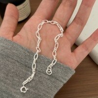 wholesale S925 Sterling Silver Irregular Geometric Bracelet for Women, Small and Niche, Light Luxury, Unique, High-End, Minimalist, INS Style Hand Accessory-Sterling silver