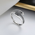wholesale S925 Sterling Silver Multi-Layer Geometric Irregular Ring Fashion-0-0