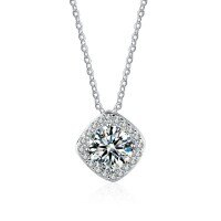 S925 Silver Cross-Border Moissanite Necklace, Women's-[Super Sparkling Zircon] 1 Carat Necklace  925 Silver