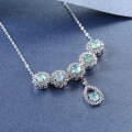 S925 Silver Wholesale Sweet Potato Pendant Necklace Set with NaturalBlue Water Jadeite-0-0