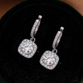 S925 Silver Moissanite Earrings, Luxury Square Studs, Wholesale Factory Direct-0-2