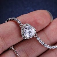 925 Silver Moissanite Heart Pendant Necklace Live Stream Direct Sales-1 carat (set with moissanite)  925 silver