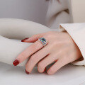 wholesale S925 Sterling Silver Personalized Niche Design Retro Dazzling Laser Gemstone Inlaid Rose Open Ring-0-2